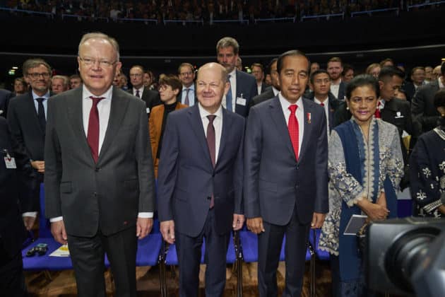 Eröffnungszeremonie der HANNOVER MESSE 2023 mit dem Partnerland Indonesien im HCC Kuppelsaal in Hannover am 16.April 2023 © Ulrich Stamm