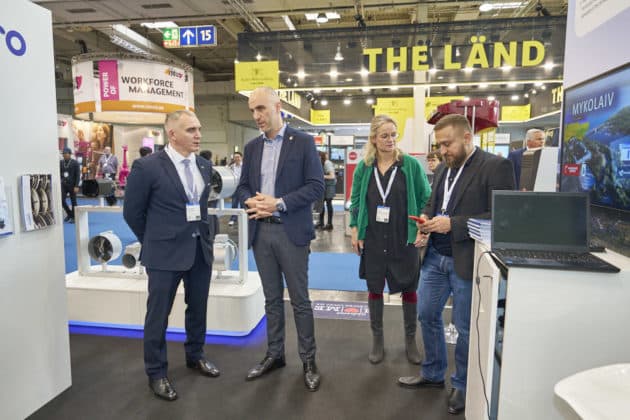 Ukrainische Delegation aus Mykolaiw besucht mit Bürgermeister Oleksandr Syenkevych die HANNOVER MESSE 2023 in Begleitung von Oberbürgermeister Belit Onay © Ulrich Stamm