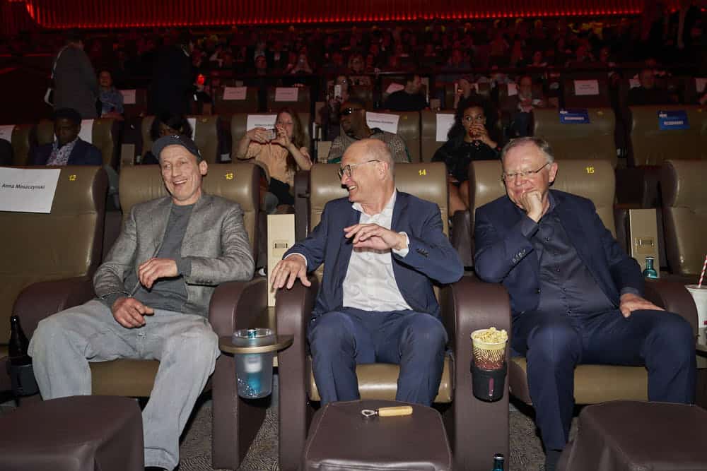v.l. Wotan Wilke Möhring, NDR-Intendant Joachim Knuth und Ministerpräsident Stephan Weil bei der Tatort-Preview "Verborgen" im Astor Grnad Cinema in Hannover © Ulrich Stamm