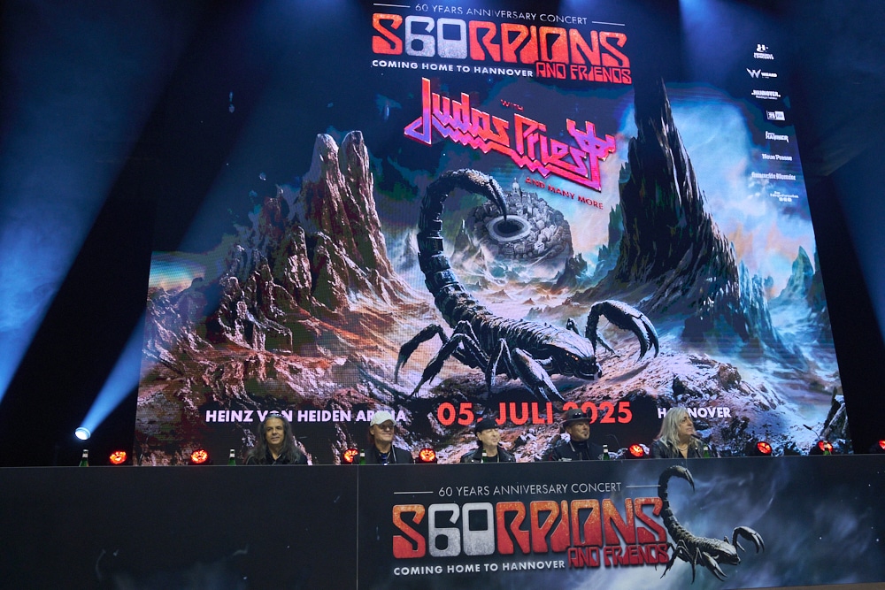 Pressekonferenz der Scorpions anlässlich Ihres Coming Home 60 Jahre Jubiläumskonzert in der Heinz von Heiden Arena in Hannover am 5.Juli 2025  - Swiss Life Halle in Hannover / Niedersachsen / Deutschland am 24.10.24 © Ulrich Stamm