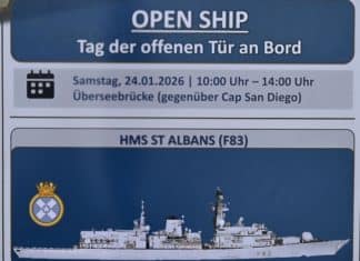 Fregatte „HMS St Albans“ zu Besuch im Hamburger Hafen Am Sonnabend (24.01.) konnte das britische Kriegsschiff "St Albans" im Hamburger Hafen beim sogenannten „Open Ship“ besichtigt werden