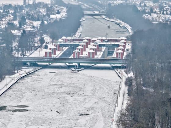 Luftbild Eisbildung Mittellandkanal Schleuse Hannover US 2026 02 05 161 2 3 4 5