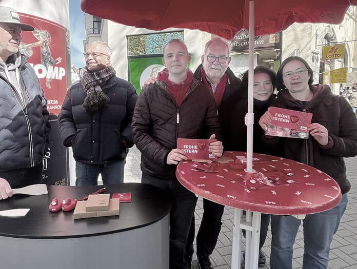 Frohe Ostern wünschte die SPD Döhren-Wülfel heute am Markt in Döhren.