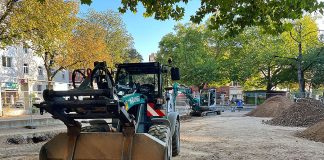 Die Bauarbeiten haben auf dem Fiedelerplatz begonnen