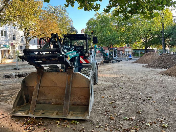 Die Bauarbeiten haben auf dem Fiedelerplatz begonnen